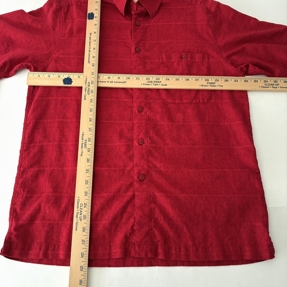 Saddlebred Washable Linen Blend Shirt Red Size M Short Sleeve Button Down Resort - Picture 3 of 7